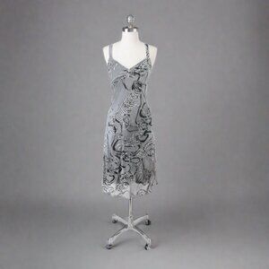 Vintage 90s Joseph Ribkoff Black White Stripe 3D Slip Dress